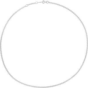 2mm Sterling Silver Adjustable Cable Chain Necklace, 16-18 Inch